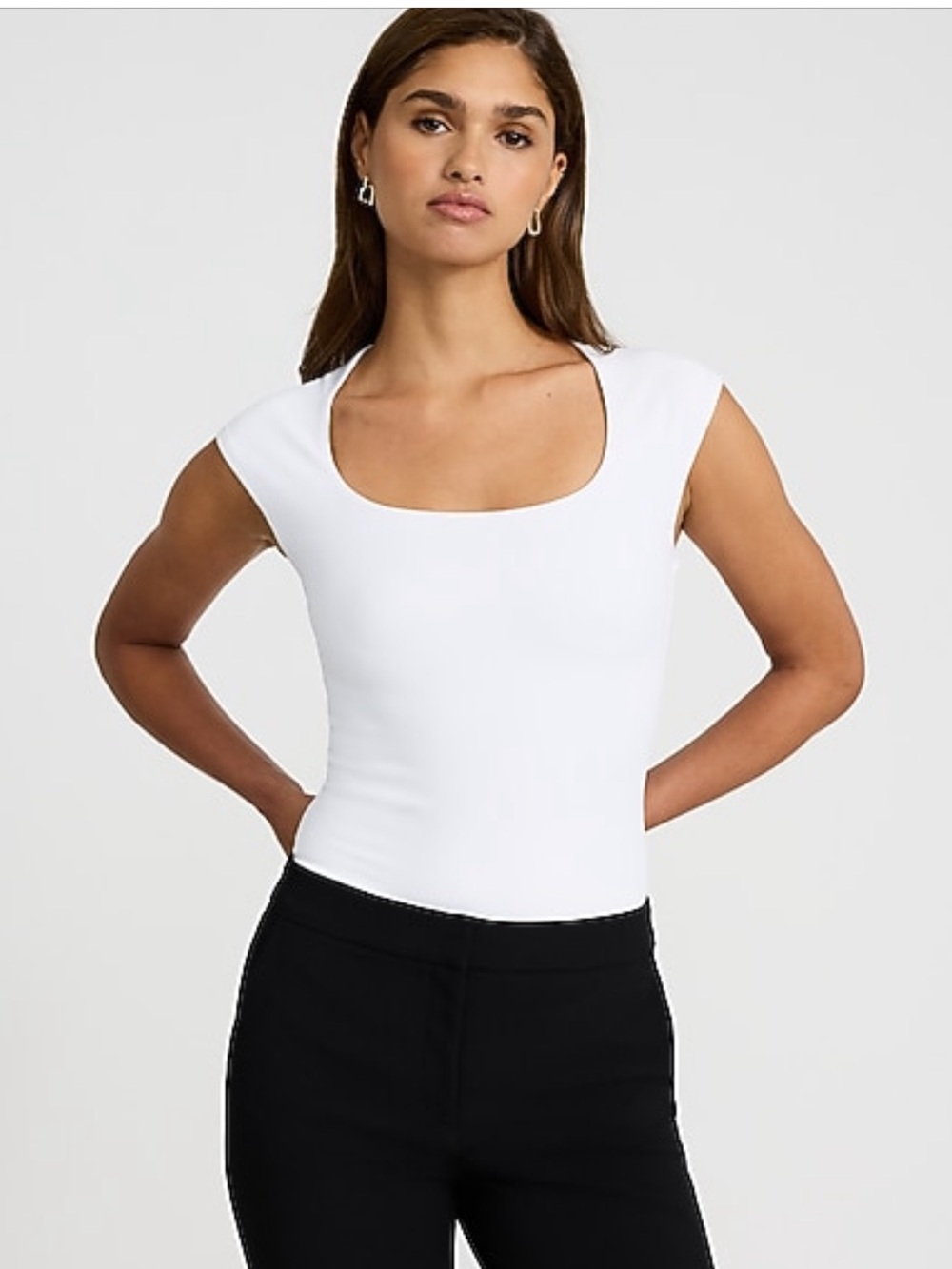 Express white cap sleeve bodysuit